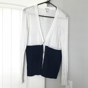 White & Navy Cardigan